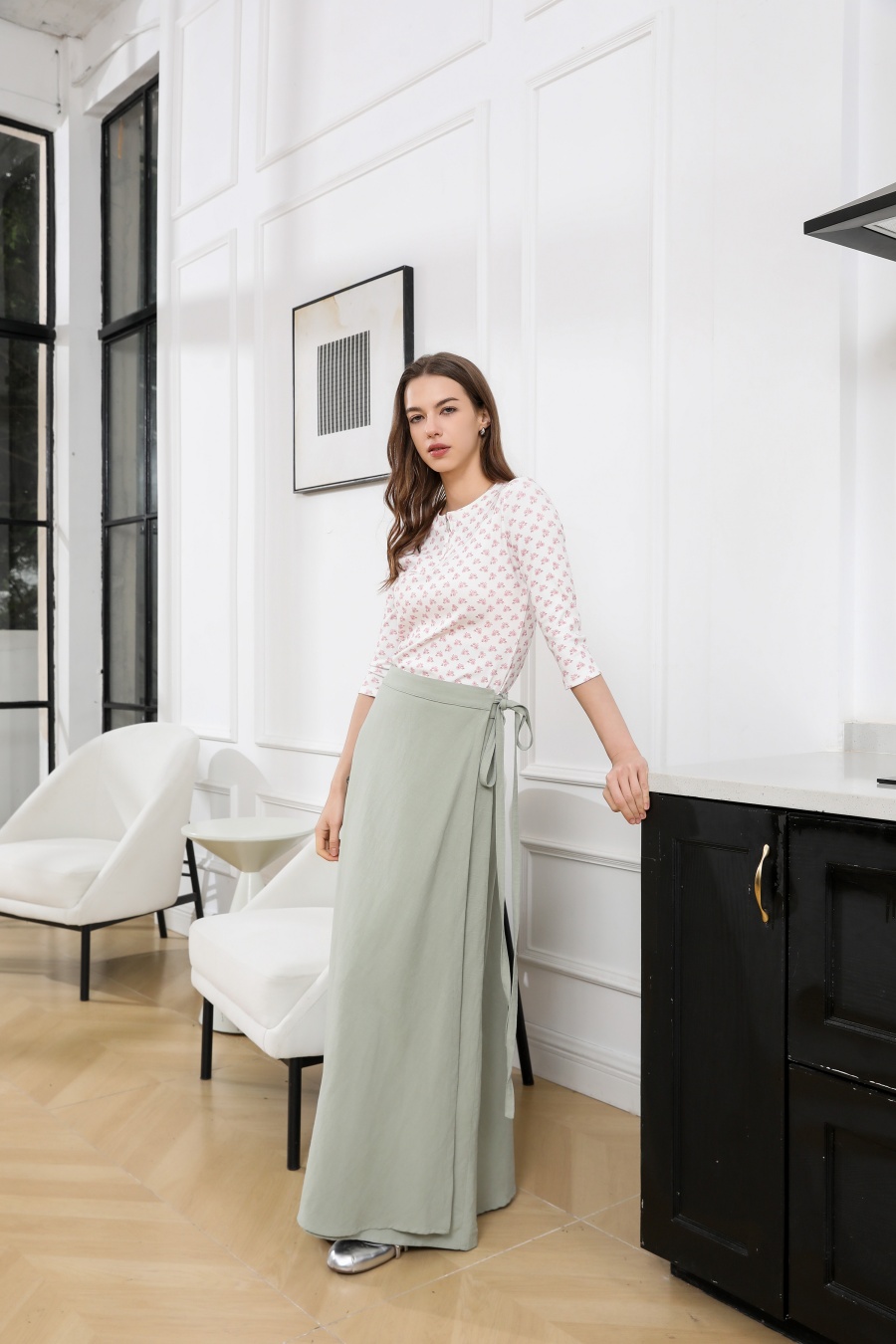 AS 2025 spring summer woman  linen one pieces  wrap skirts adjustable waist 2cm skirt high quality linen lady wear