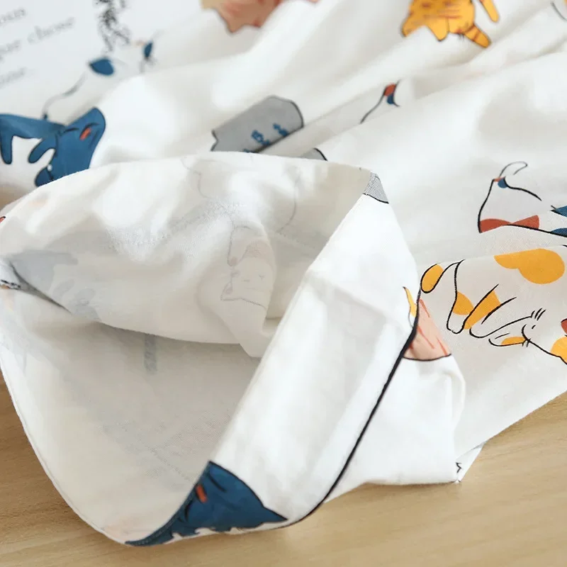 Novo 100% algodão shorts de manga curta senhoras pijamas conjunto bonito dos desenhos animados pijamas japonês simples pijamas curtos feminino sleepwear