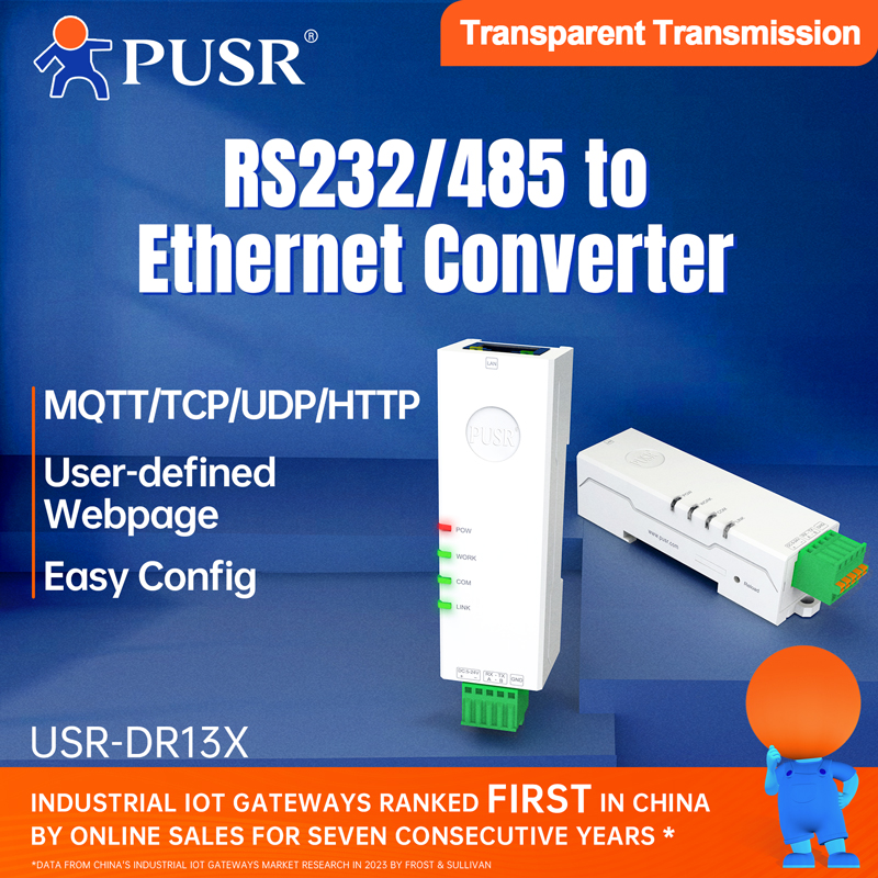 PUSR "ลิปสติก'' ขนาด Din Rail Serial RS485 RS232 to Ethernet Modbus RTU to TCP Gateway สนับสนุน Edge Computing MQTT USR-DR132/134