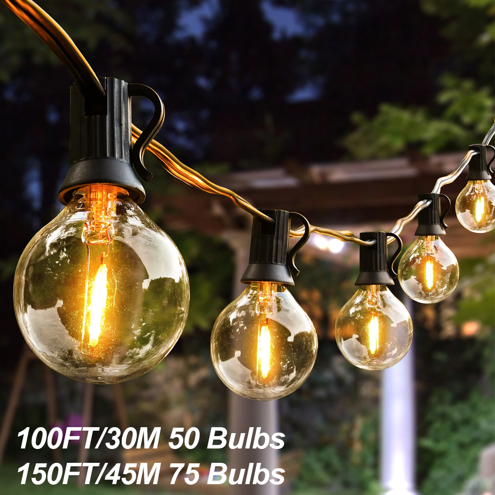 30M 45M Outdoor G40 Garten Lichterkette LED Kunststoff Glühbirne Girlande Lichterkette Wasserdichte Fee Lampe für Terrasse hochzeit Dekoration