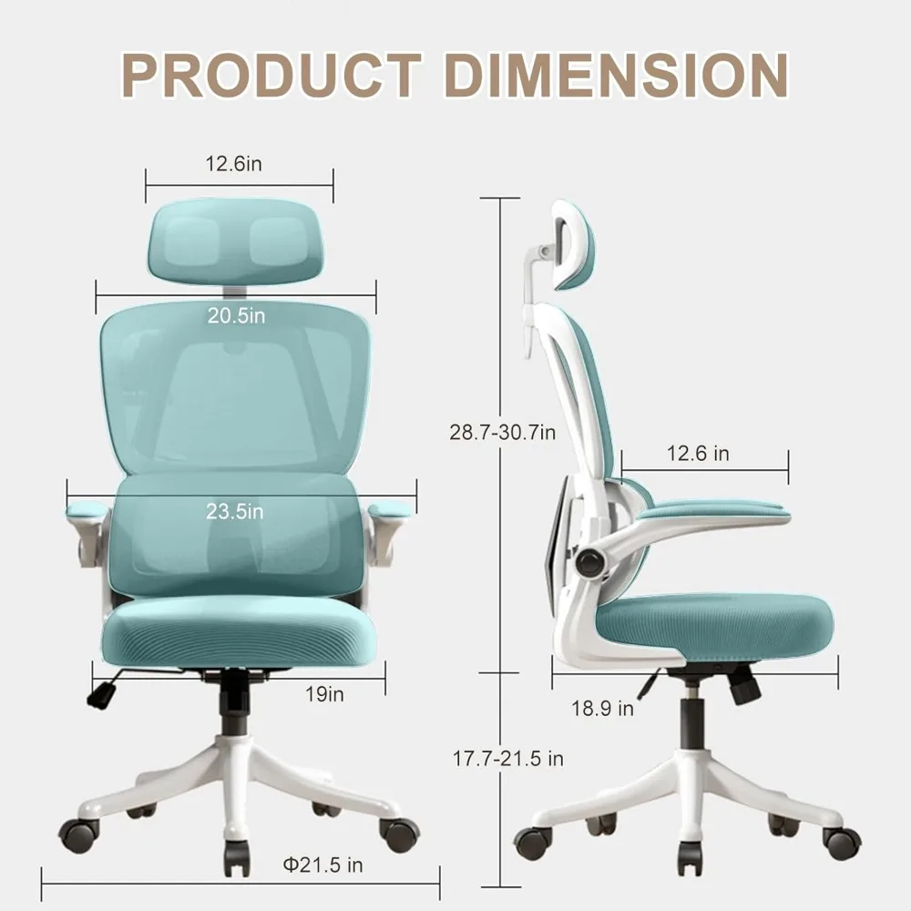 Office Chair Ergonomic Desk Chair with Lumbar Support Adjustable Headrest 3D Armrest and Lumbar Support for Home Office Chair