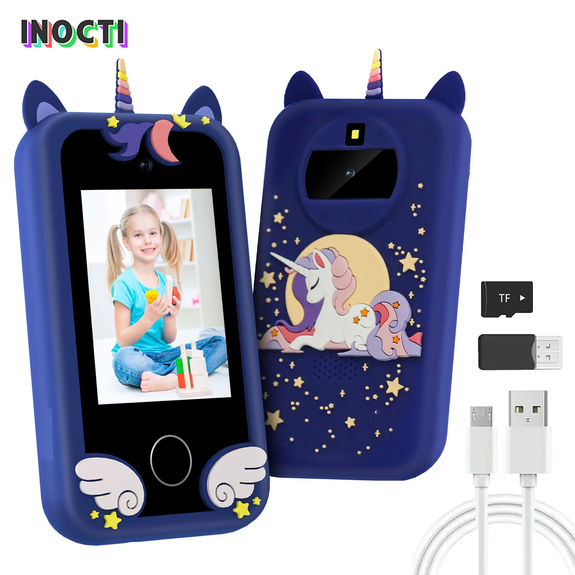 Crianças smat telefone brinquedos educativos brinquedo musical unicórnio bebê móvel selfie câmera mp3 player brinquedos para presentes de aniversário de natal