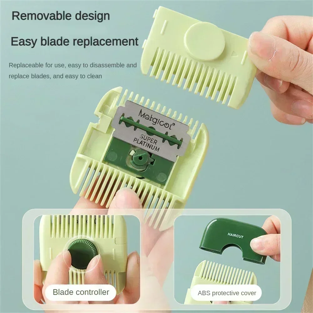 2 In 1 เด็กตัดผม Hairdressing หวี Trim Bangs และผมหัก Bangs Trimmer คู่มือแบบพกพาเด็กผม Clipper