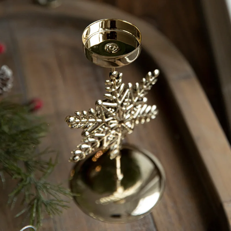 Candelabro de hierro forjado dorado de Navidad, portavelas de árbol de Navidad de alce y estrella, decoración de mesa de Feliz Navidad y Año Nuevo