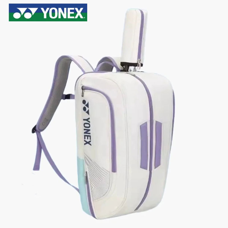 YONEX-Bolsa de bádminton de alta calidad, raqueta de tenis de cuero, mochila deportiva de hombro, multifuncional, máxima capacidad, raqueta de 6 piezas