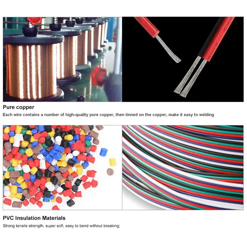 Cables eléctricos de 10m, Cable LED Flexible de 2 pines, 3 pines, 4 pines y 5 pines, Cable de extensión 18 20 22AWG para tira de LED WS2812B WS2813 5050 RGBW