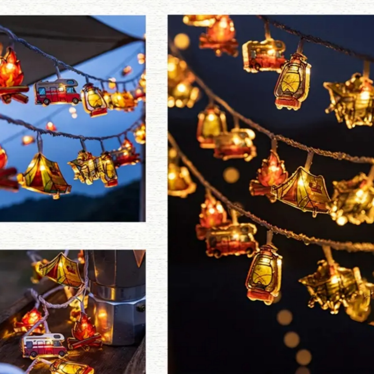 1pc LED Camping Muster Lichterketten Camping Form Atmosphäre Dekorative Fee Lampe Für Outdoor Camping Haus Garten Hof Dekor