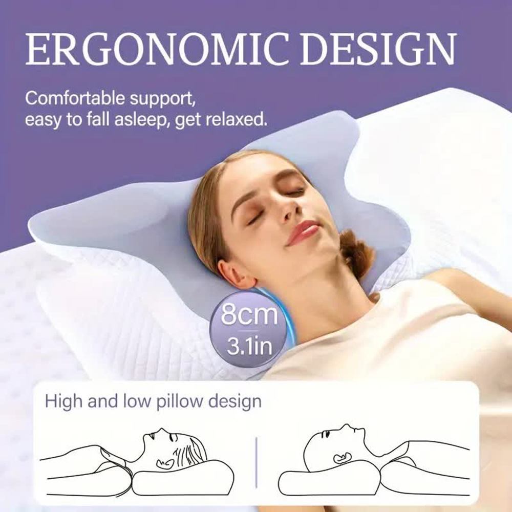 Almohadas de espuma viscoelástica en forma de mariposa, almohada relajante Cervical de rebote lento para el cuello, almohada ortopédica para aliviar el dolor para dormir