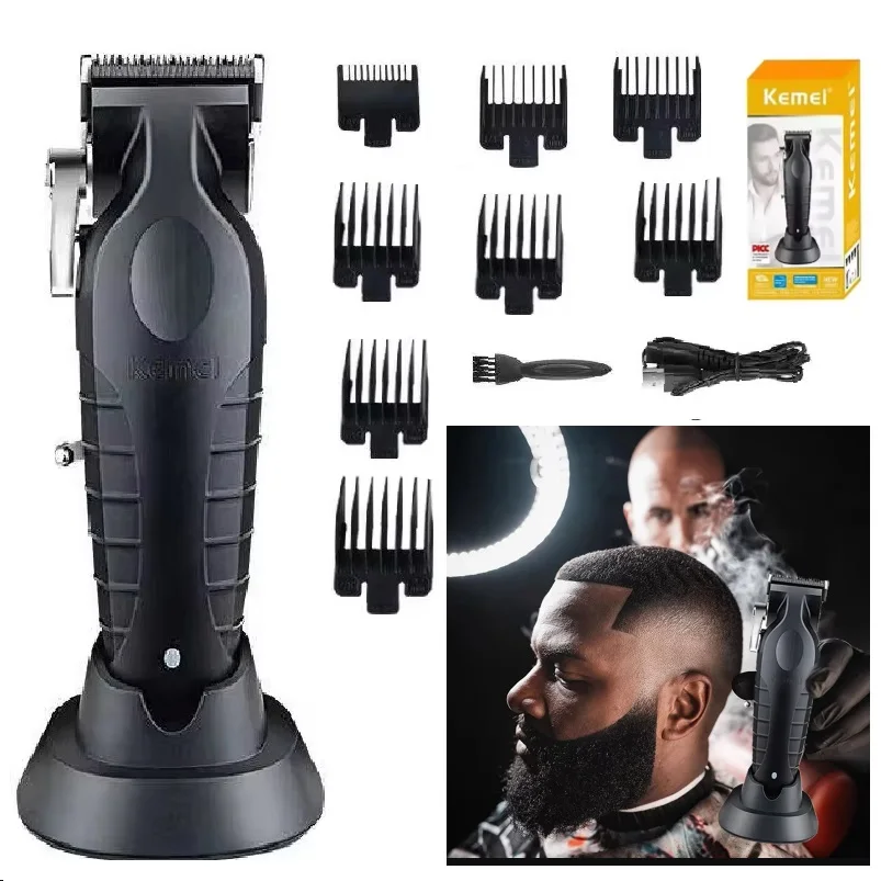 Kemei 2299 ตัดผมผมไร้สายTrimmer 0 มม.Zero GappedแกะสลักClipper Detailer Professionalไฟฟ้าเสร็จสิ้นตัดเครื่อง