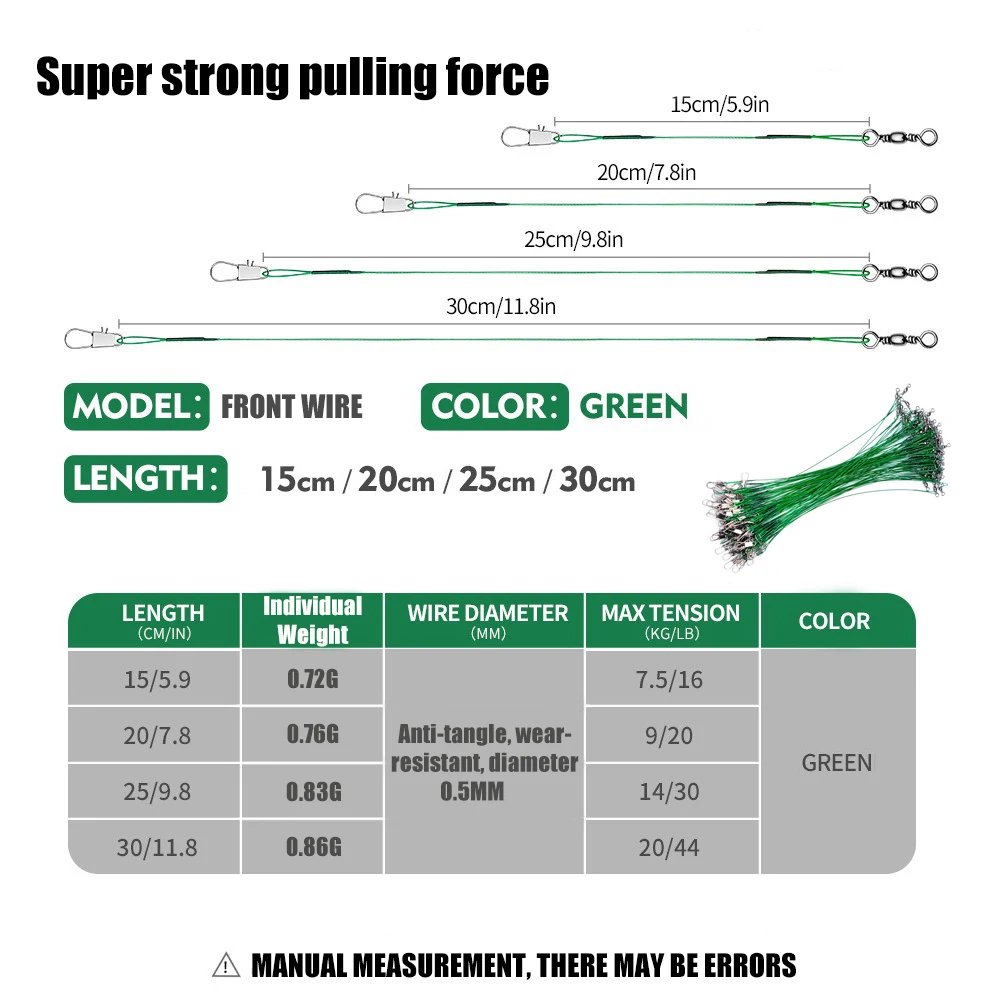 15-30cm super forte força de tração anti mordida linha de pesca de aço com acessórios de isca de pesca giratória com uma fivela rotativa