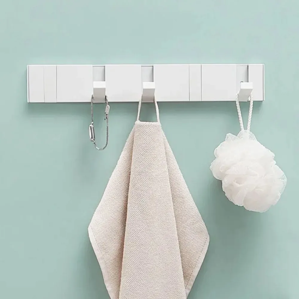 พับ Coat Rack ห้องน้ําแขวนผนังชั้นวางเหล็กชั้นวางด้านหลังตะขอประตูเสื้อผ้า Organizer Key Storage ผ้าเช็ดตัวเฟอร์นิเจอร์