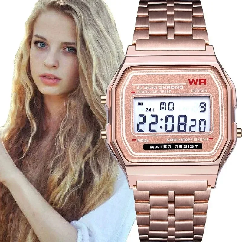 F91W Orologi con cinturino in acciaio Orologio da donna Orologio da uomo d'affari Orologio multifunzione LED digitale Orologio da polso sportivo Orologio elettronico Electron wi