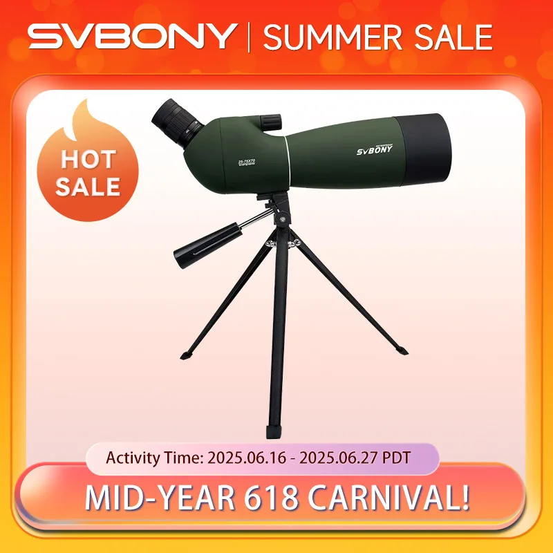 SVBONY SV28 25-75x70 กล้องโทรทรรศน์ Spotting ขอบเขตที่มีประสิทธิภาพซูม Monocular FMC BAK4 กันน้ําสําหรับดูนกเป้าหมาย Shotting