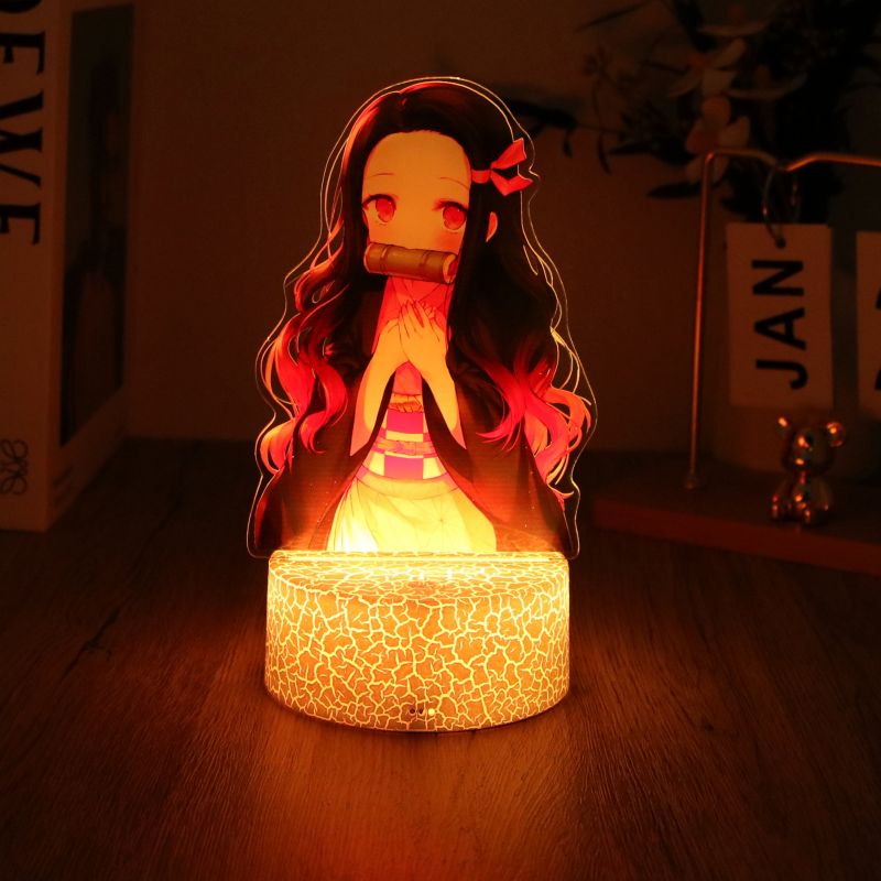 애니메이션 피규어 3D 램프 Tanjirou Nezuko Zenitsu Led 야간 조명 원격 제어 스마트 터치 램프 룸 장식 생일 크리스마스 선물
