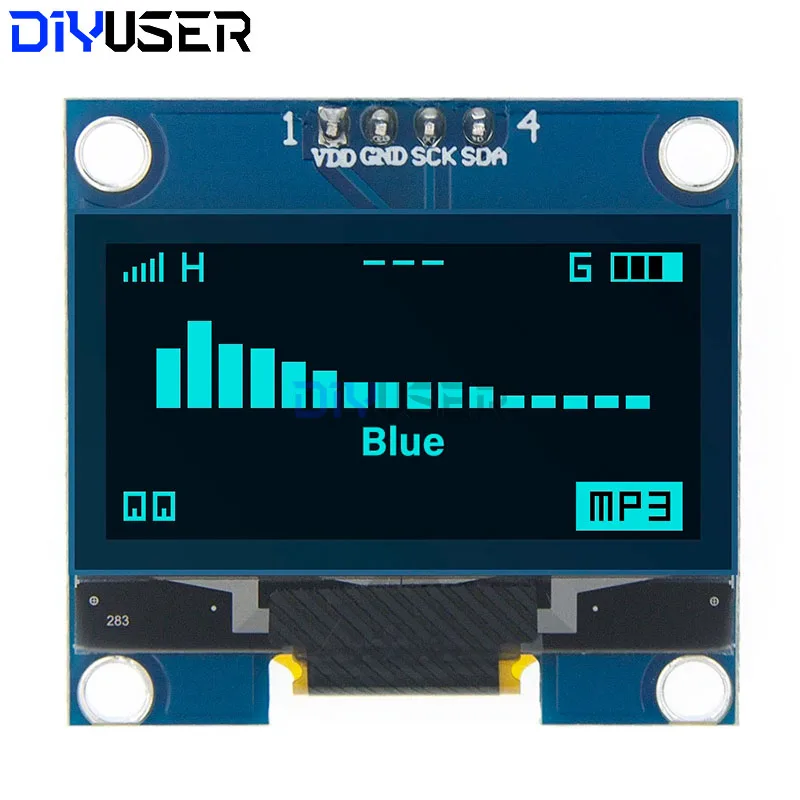 DIYUSER 1.3 "OLED 디스플레이 모듈 흰색/파란색 드라이브 칩 SH1106 128X64 1.3 인치 OLED LCD LED IIC I2C Arduino 용 통신