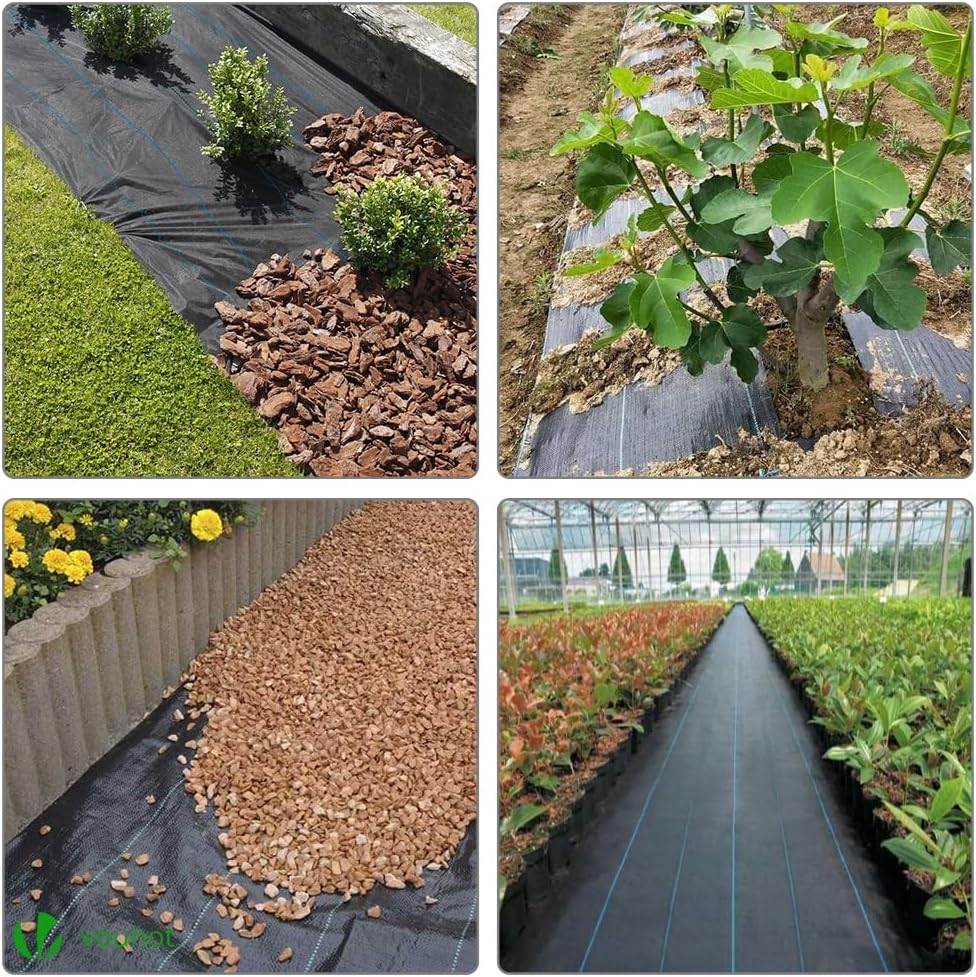 Malla Antihierbas, Tela Geotextil para Control de Maleza, 1 m x 50 m, 100 g/m2, Resistente a la Rotura y Estabilizada con