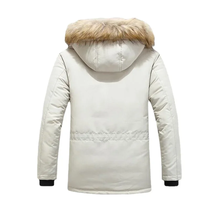 メンズ冬の毛皮のフード付きパーカージャケット男性雪防風ダウンコート肥厚-30 度保温屋外アウター M-6XL