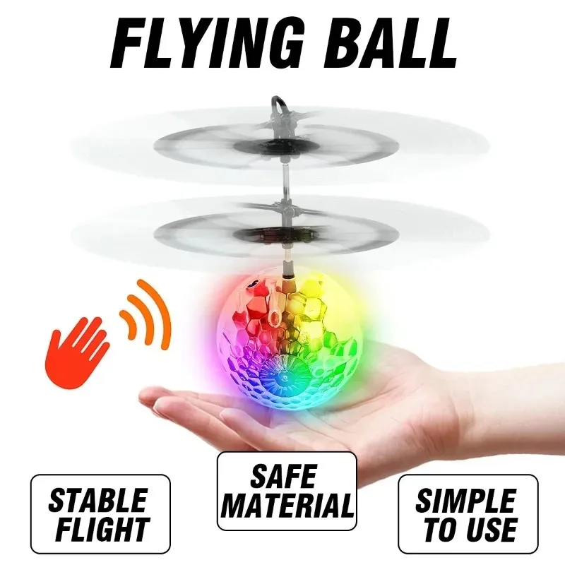 Bola voadora com sensor colorido, brinquedo novo e exclusivo, bola de cristal suspensa com luz led, bola voadora com controle de gestos RC, presente de Natal