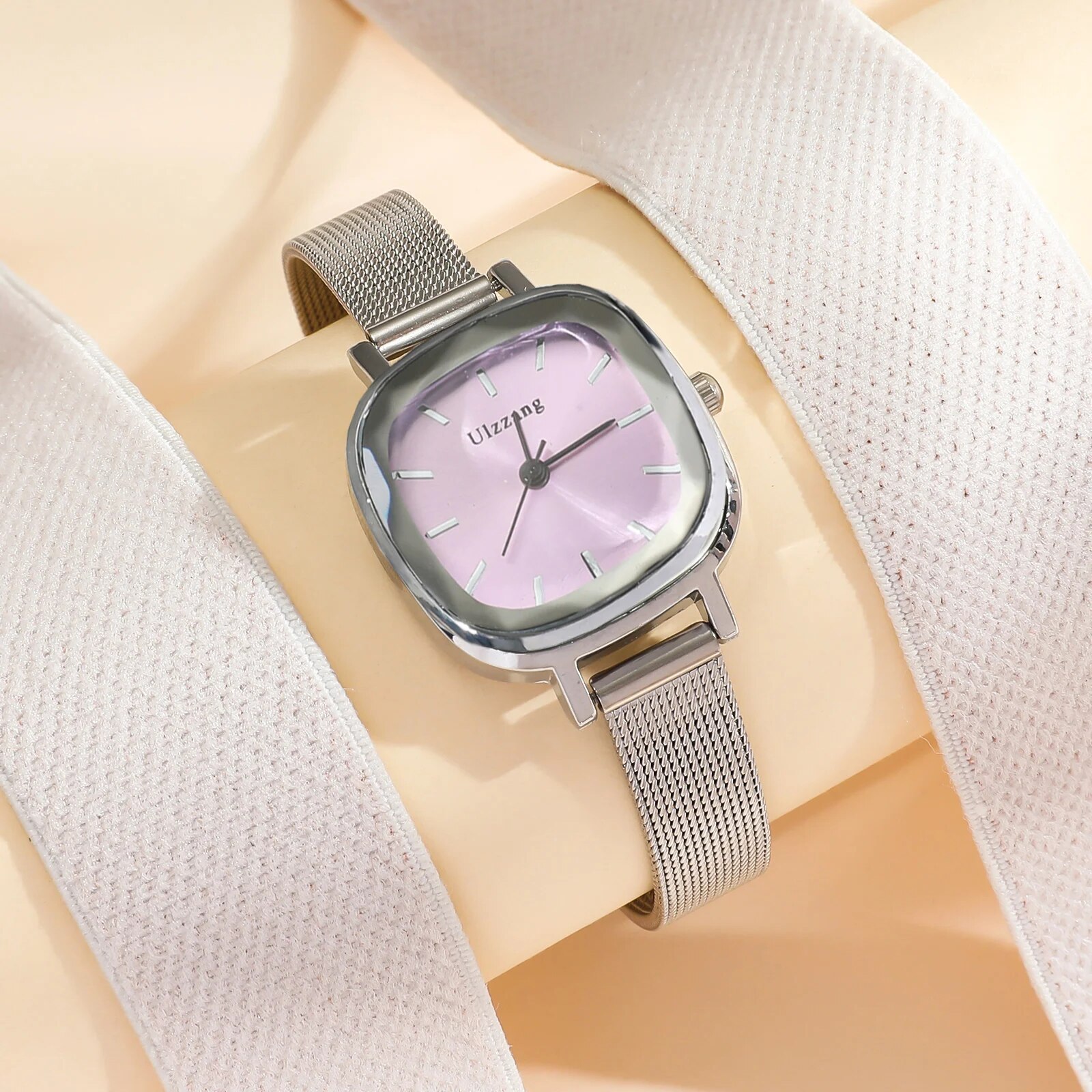 Montre à quartz avec bracelet en maille pour femme, petit cadran, mode