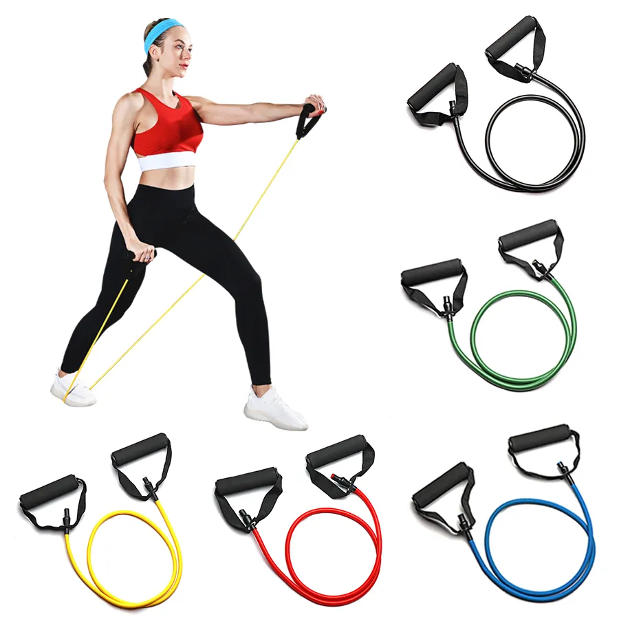 5 Levels Pull Rope Fitness Elastic Bands Resistance Bands with Handles Training Exercise Tube Band  Workouts Strength Equipment
