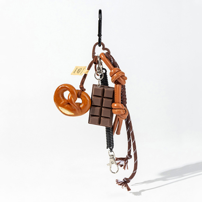 Colgante de bolsa de cuerda trenzada, llavero colgante de alta calidad, bonito pan de agua alcalina, colgante de bolsa Ins, colgante de Chocolate