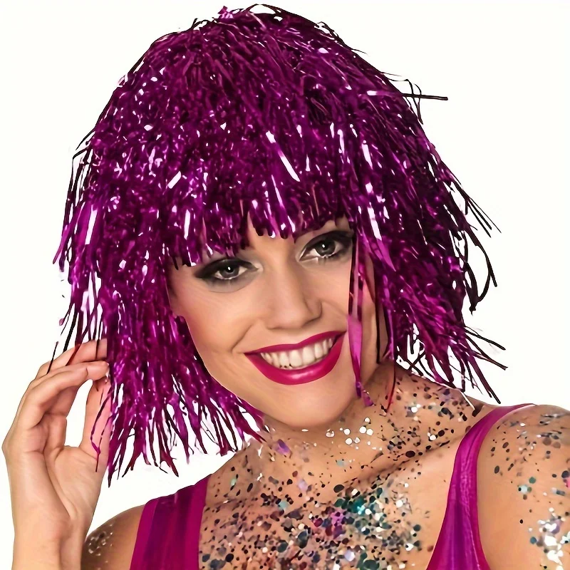 6 แพ็ค Shiny Glamorous Party Wigs, แต่งกายคอสเพลย์เครื่องแต่งกายสําหรับ Masquerade Party ผู้ใหญ่ผู้ชายผู้หญิงเทศกาลตกแต่ง Helloween