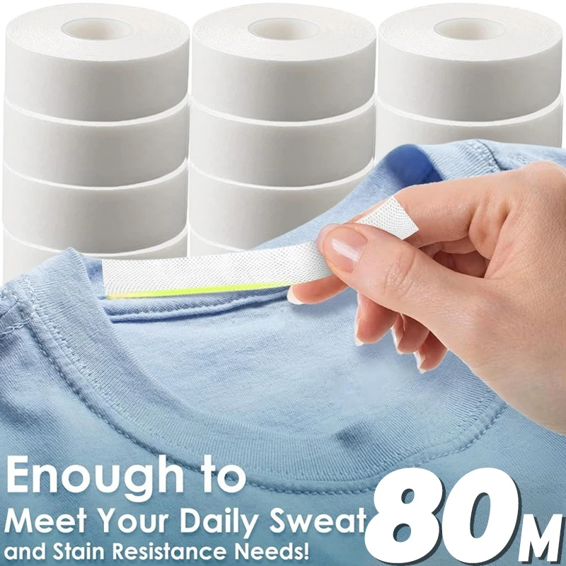 8/80m chapéu camisa colar anti-sujo grime protetor fixação adesivo auto-adesivo fita descartável enrolado fita absorvente de suor