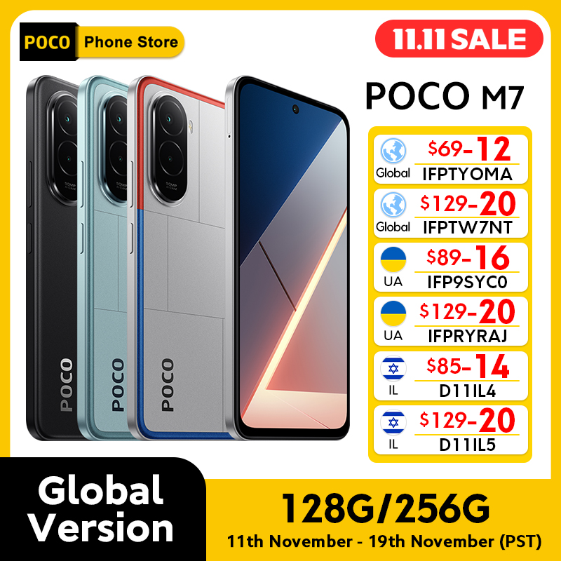【Брендовый +】POCO M7, глобальная версия, мобильный телефон, 6,9 дюйма, 144 Гц, FHD +, точечный дисплей, аккумулятор 7000 мАч, камера 50 МП, NFC Snapdragon 685