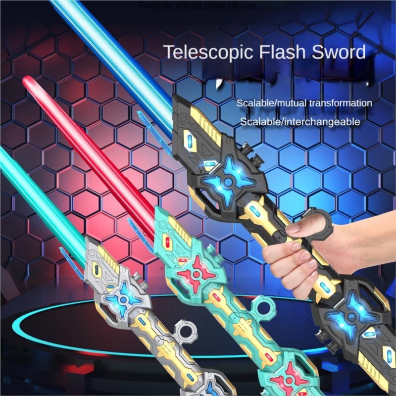 7 colourful RGB lightsaber Double headed retractable lightsaber with sound effect USB charging party role play gift for kids