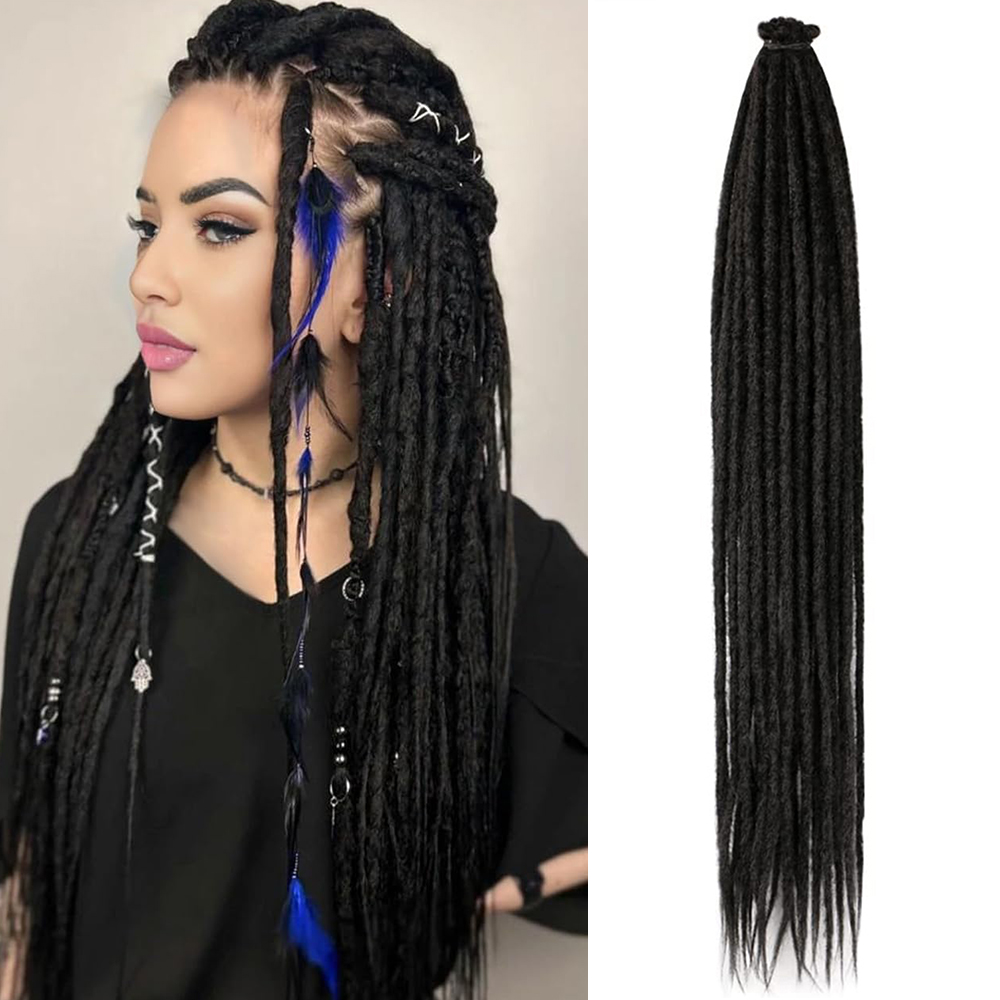 24 Polegada extensões de cabelo dreadlock sintético, 10 fios/lote único termido macio dreads bloqueia estilo hippie dreadlock para mulher