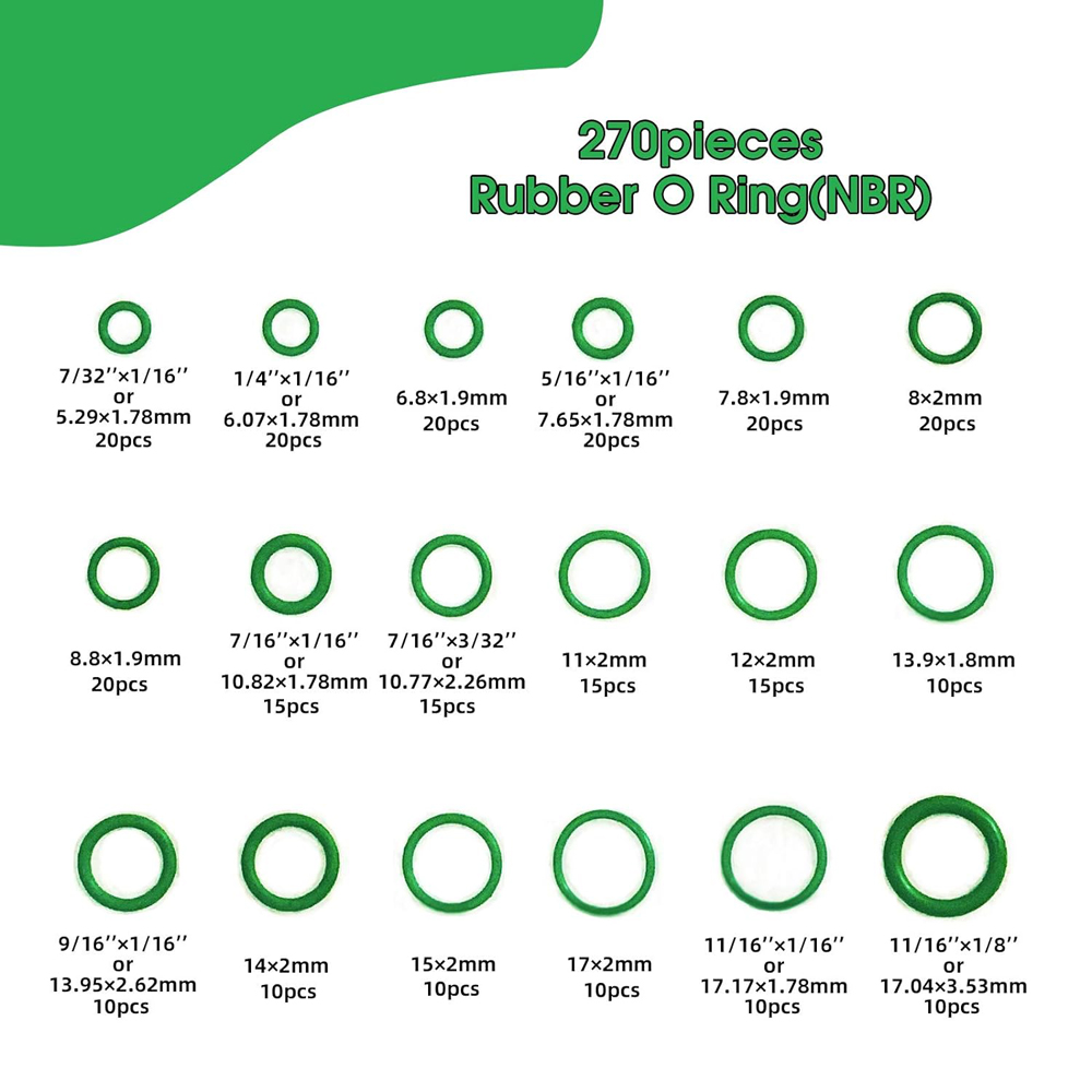 270/225 Stuks 18 Maten Airconditioning HNBR O Ringen Auto Auto Reparatie Tools Rubber Airconditioning Koelmiddel Ring sets Auto Gereedschap