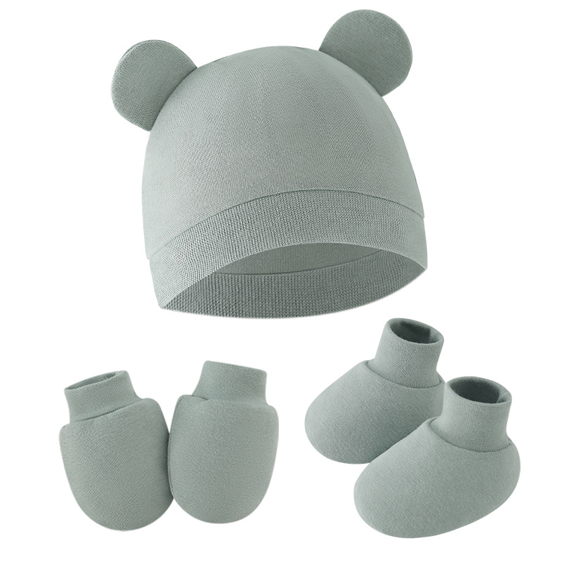 Bonito chapéu do bebê recém-nascido gorro luvas meias conjunto gorro chapéus forma de orelha presente recém-nascido fotografia adereços acessórios de moda infantil