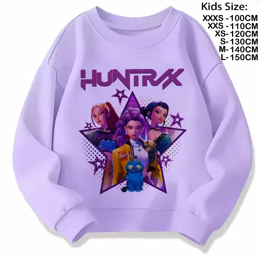 Fãs do filme presente moletom com capuz meninas crianças huntrix kpop demônios caçadores moletom infantil bonito tigre harajuku com capuz para meninos meninas