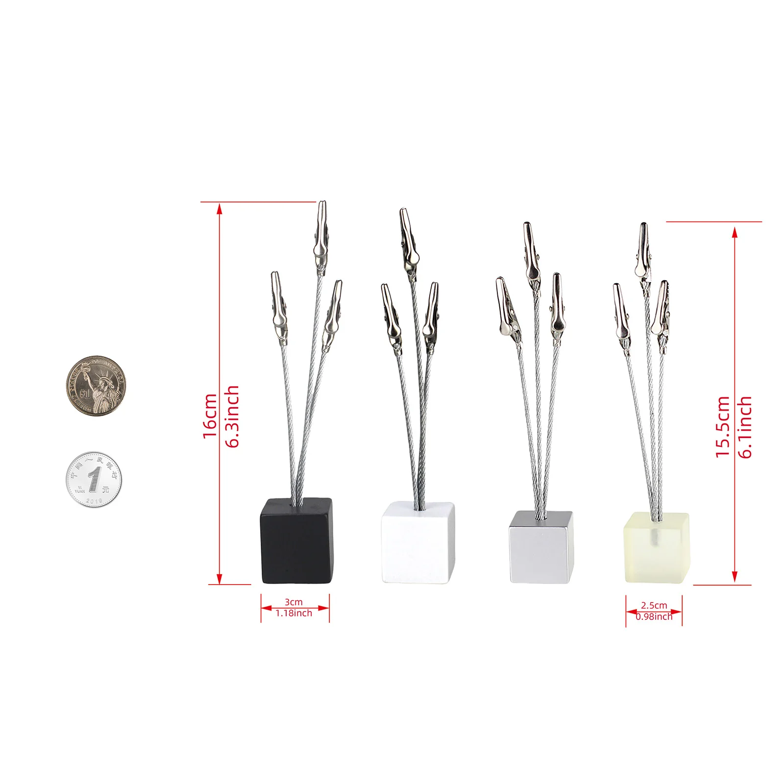 3 Wire Memo clip Cube Picture Note card holder Desk Paper Photo Clips Alligator Clamp Table Stand Place Office Business