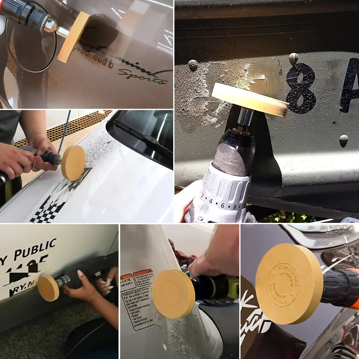 Decal Eraser Wheel Pin Stripe Removal Tool Adhesive Remover Wheel with Pad & Adapter Graphics Removal Tool Eraser