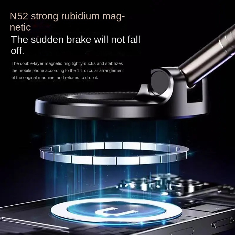 Strong Magnetic Car Phone HolderFoldable Design 360° Adjustable VacuumMount for Car/Desk/Bathroom/Universa