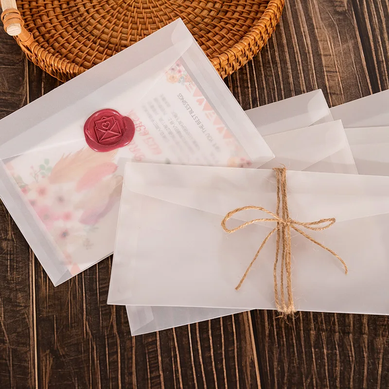 50 envelopes translúcidos para convite de casamento estilo europeu envelope de papel de ácido sulfúrico saco de armazenamento de negócios envelope