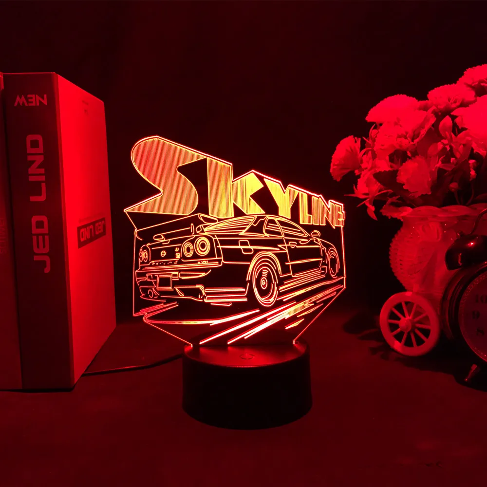 Lámpara de ilusión 3d de coche deportivo para decoración de dormitorio de niños, luz nocturna con Sensor táctil, atmósfera, regalo de cumpleaños, supercoche, luz nocturna Led