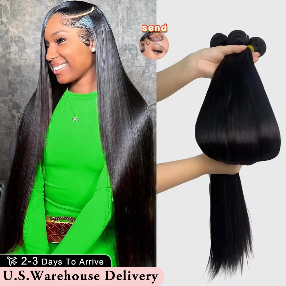 30 38 40 Polegada feixes de cabelo humano em linha reta longa 3/4/5/6 pçs natural cabelo cru remy 100% extensões de cabelo humano tecer pacotes grossos