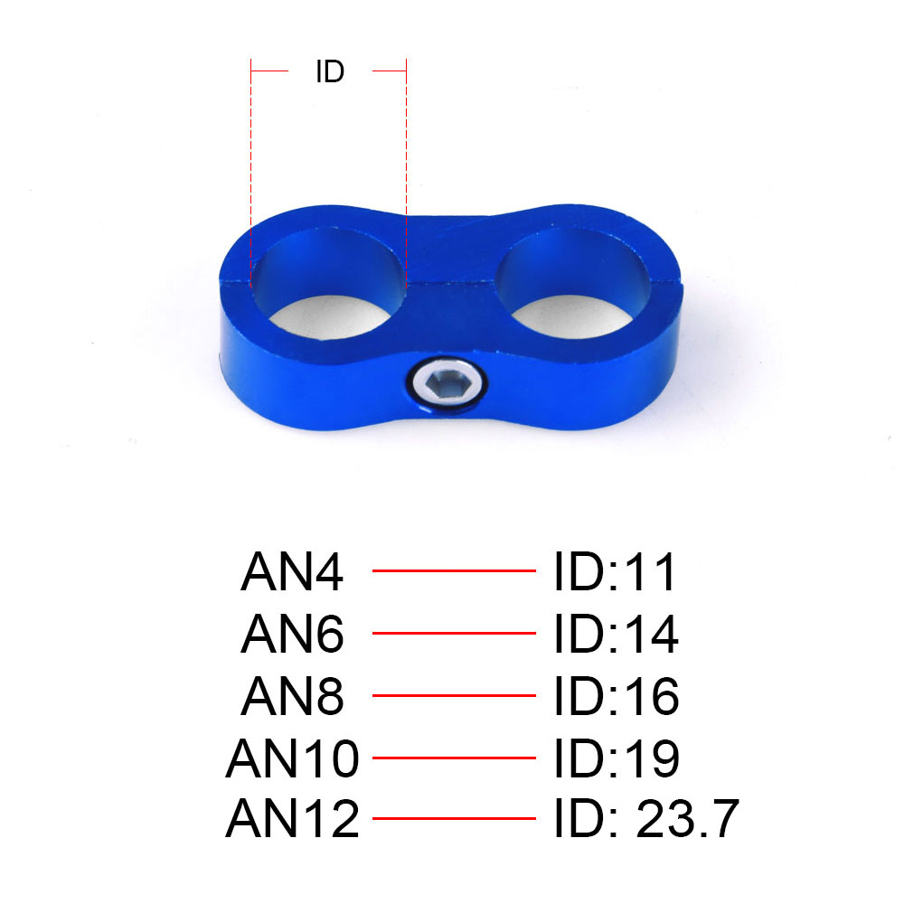 An4 an6 an8 an10 an12 mangueira de borracha trançada braçadeira de linha de alumínio anodizado separador divisor braçadeira kit preto azul