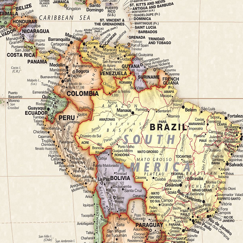 A2 Reizen Wereldkaart Engels Taal Gedetailleerde Non-woven Home Office Decoratie Muur Vintage Poster Kaart Cadeau voor Kinderen 59*42cm