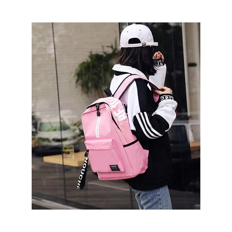 แฟชั่นไนลอนกระเป๋าเป้สะพายหลัง Preppy สไตล์นักเรียนโรงเรียนสบายๆสีทึบกระเป๋าถือขนาดใหญ่กระเป๋านักเรียน Bookbag วัยรุ่น