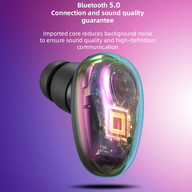 Mini auriculares invisibles Bluetooth 5,0, auriculares inalámbricos manos libres, auriculares intrauditivos deportivos, auriculares HiFi para juegos de música con micrófono
