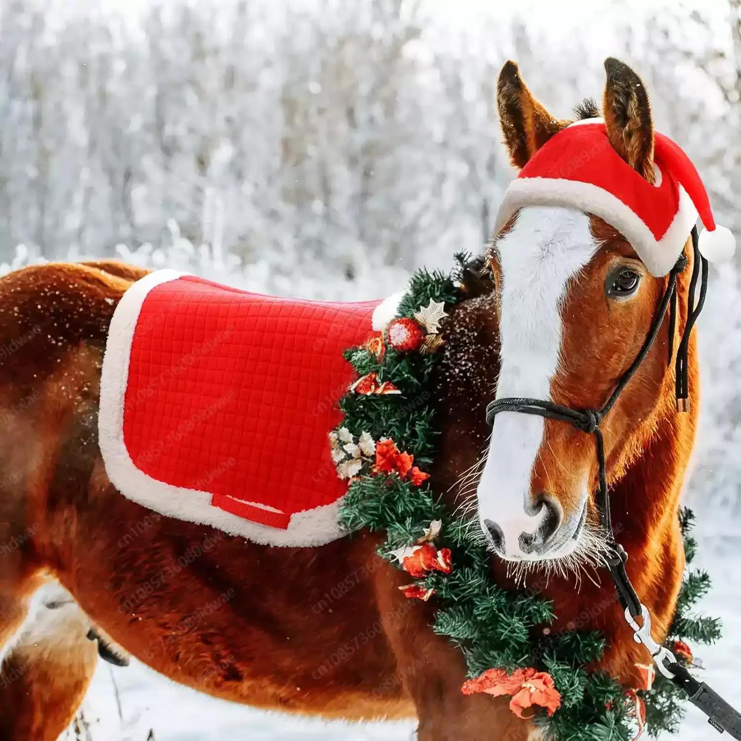 New Christmas Set Pet Horse Leggings Horse Hat Saddle Standing Wrap Horse Legs Loose and Comfortable
