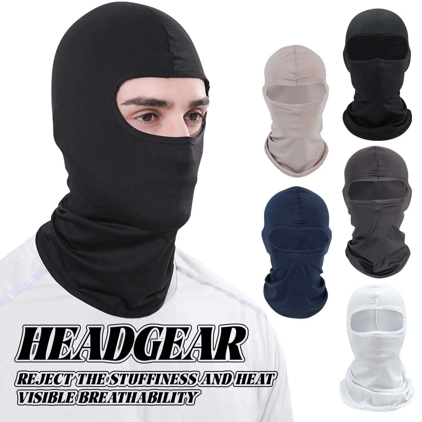 Máscara de seda de hielo para motociclismo al aire libre de verano protección UV transpirable y adecuada para circunferencia de la cabeza 58-65