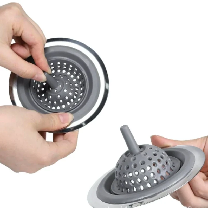 Filtro de drenagem de chão para pia de casa, filtro de lixo de cozinha, filtro de cabelo de silicone para rolha de drenagem de banheiro, acessórios de banheiro