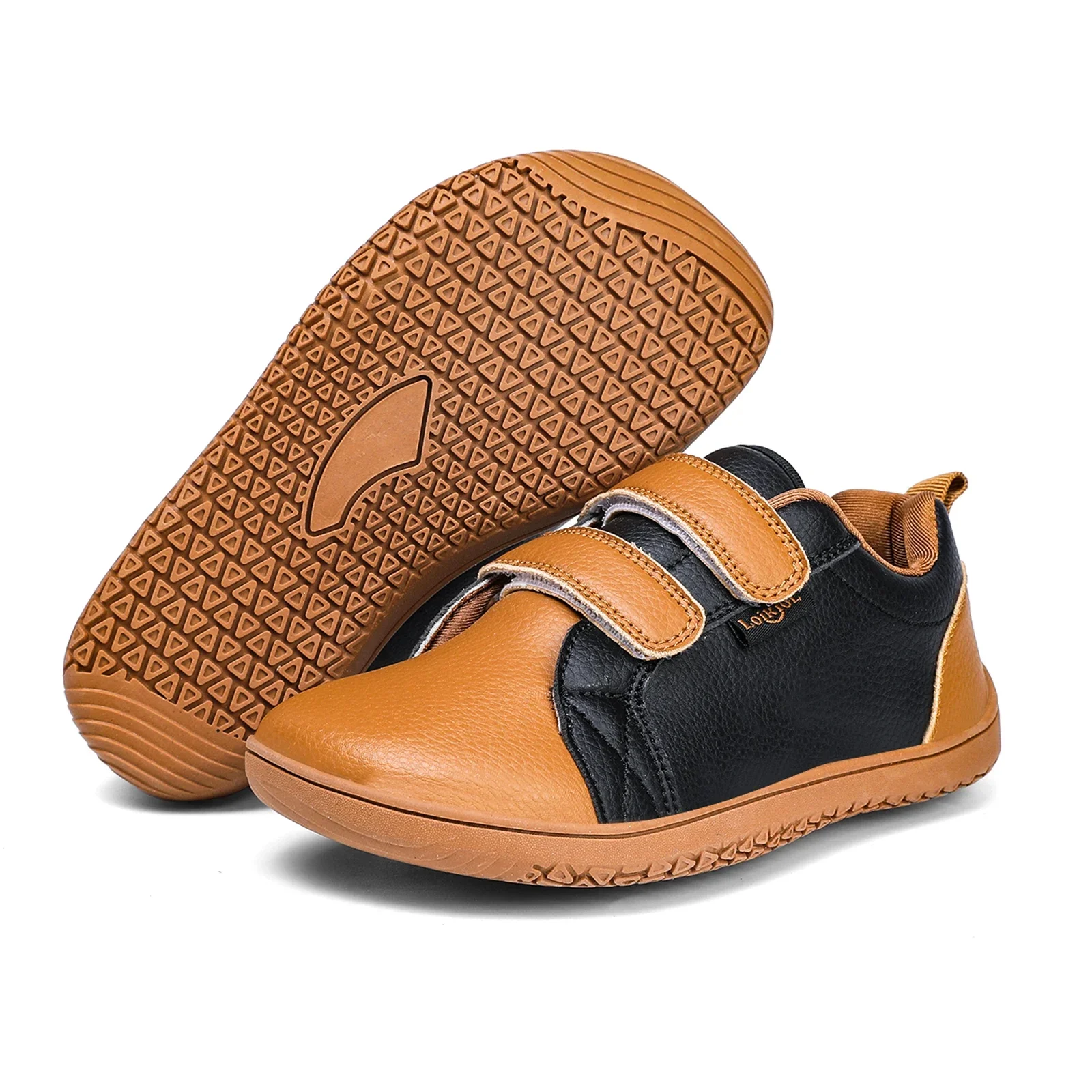 Meninos meninas sapatos descalços crianças dedo do pé largo minimalista moda tênis leve gancho loop couro artificial andando apartamentos