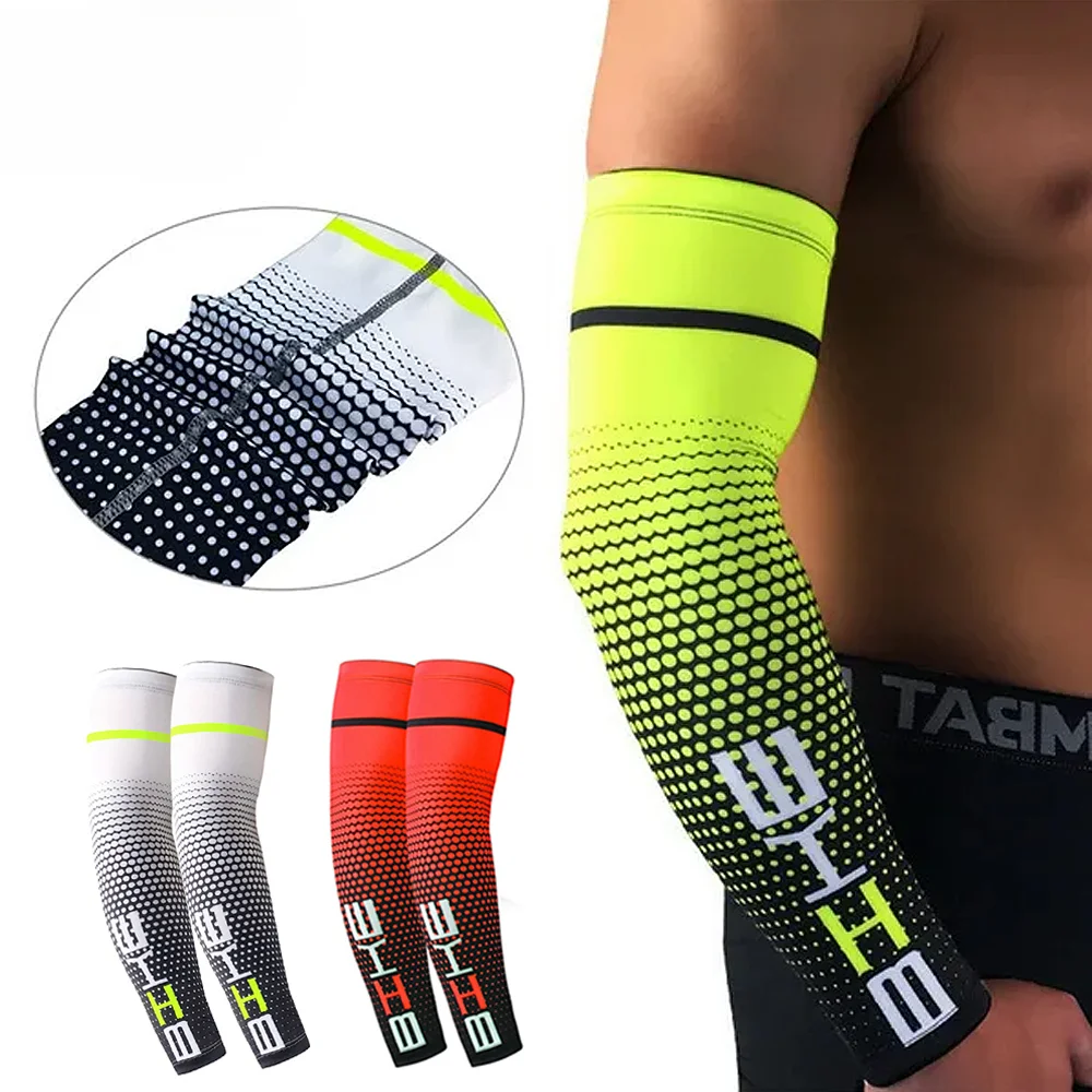 1 par de proteção solar uv manguito capa protetora elástica mangas braço unisex ciclismo correndo esportes manga braço mangas resfriamento novo