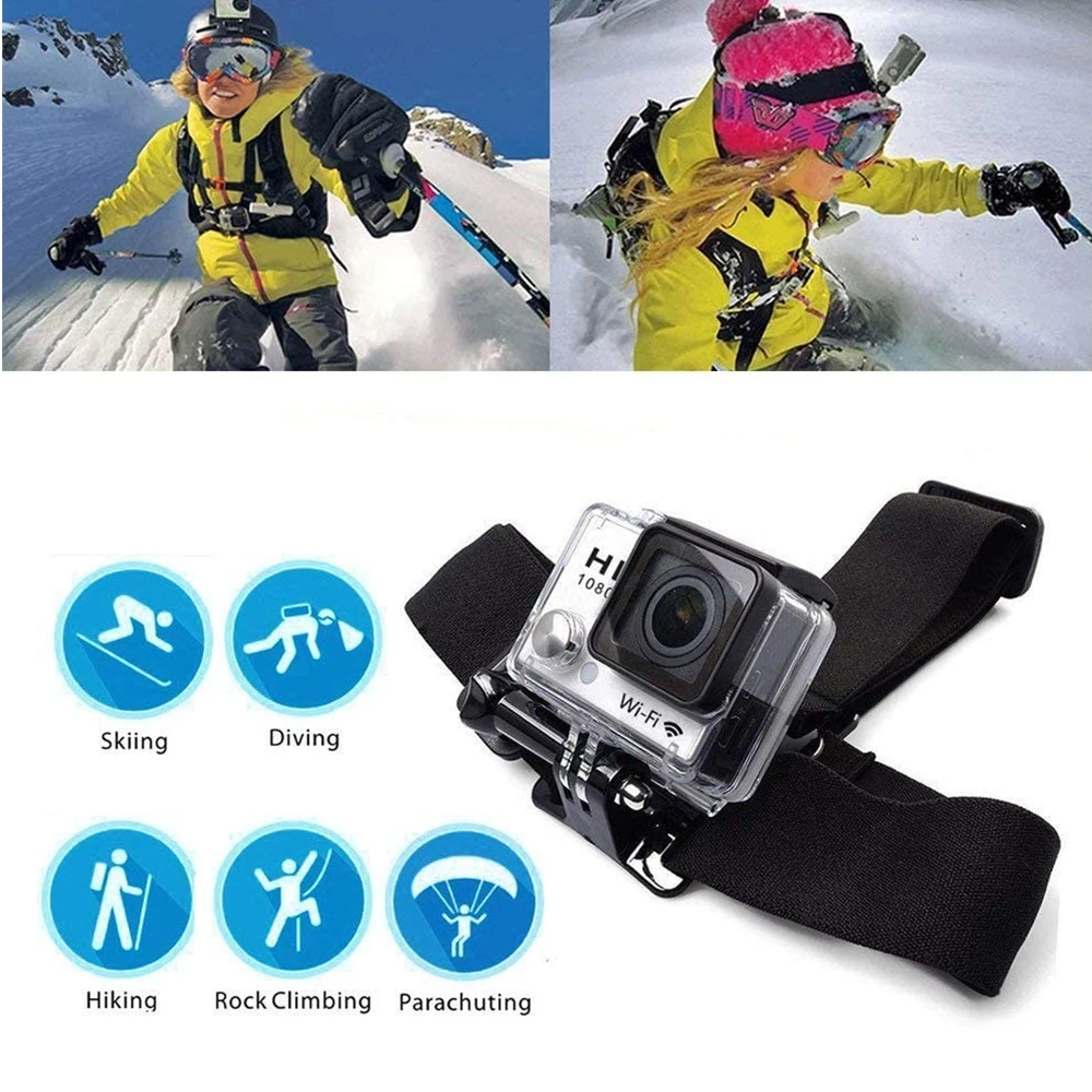 Dây Đeo Ngực Đầu Dây Đeo Thắt Lưng Cho GoPro Hero 10 9 8 7 6 Đen Xiaomi Yi 4K Sjcam Sj4000 insta360 Phụ Kiện Máy Ảnh Hoạt Động Núi