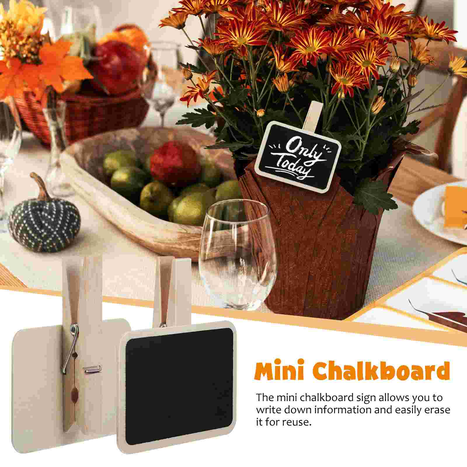 20 Pcs Mini Chalkboard Clips Wooden Material Square Blackboard Signs Note Board Food Labels Photo Clip Presentation Supplies